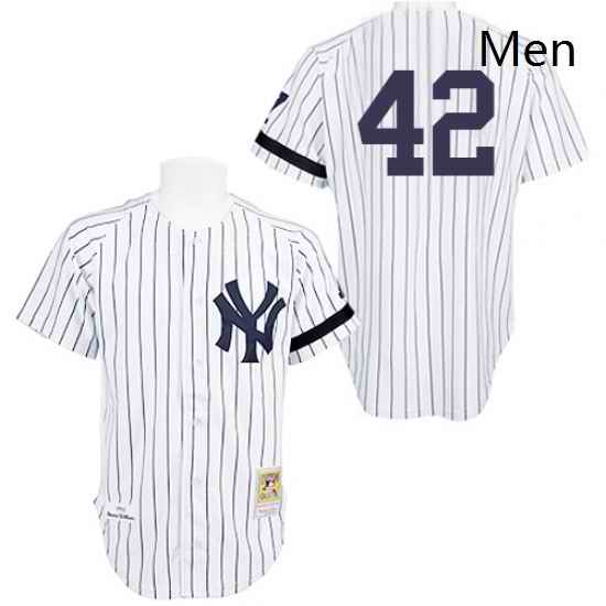 Mens Mitchell and Ness Practice New York Yankees 42 Mariano Rivera Replica White Throwback MLB Jersey